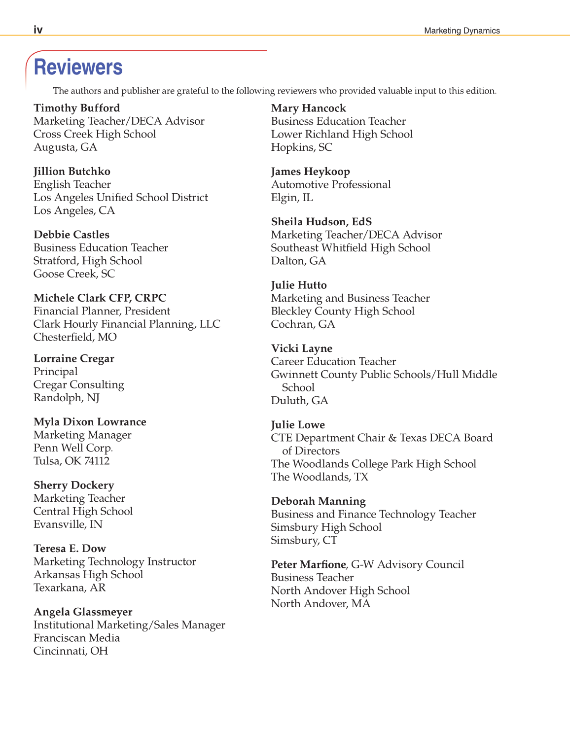Marketing Dynamics, 3rd Edition page IV
