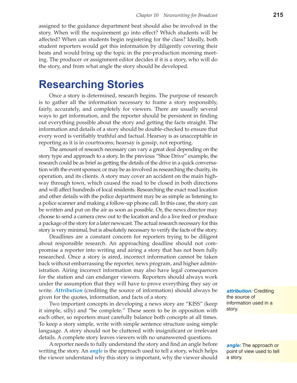 Television Production &amp; Broadcast Journalism, 2nd Edition page 215