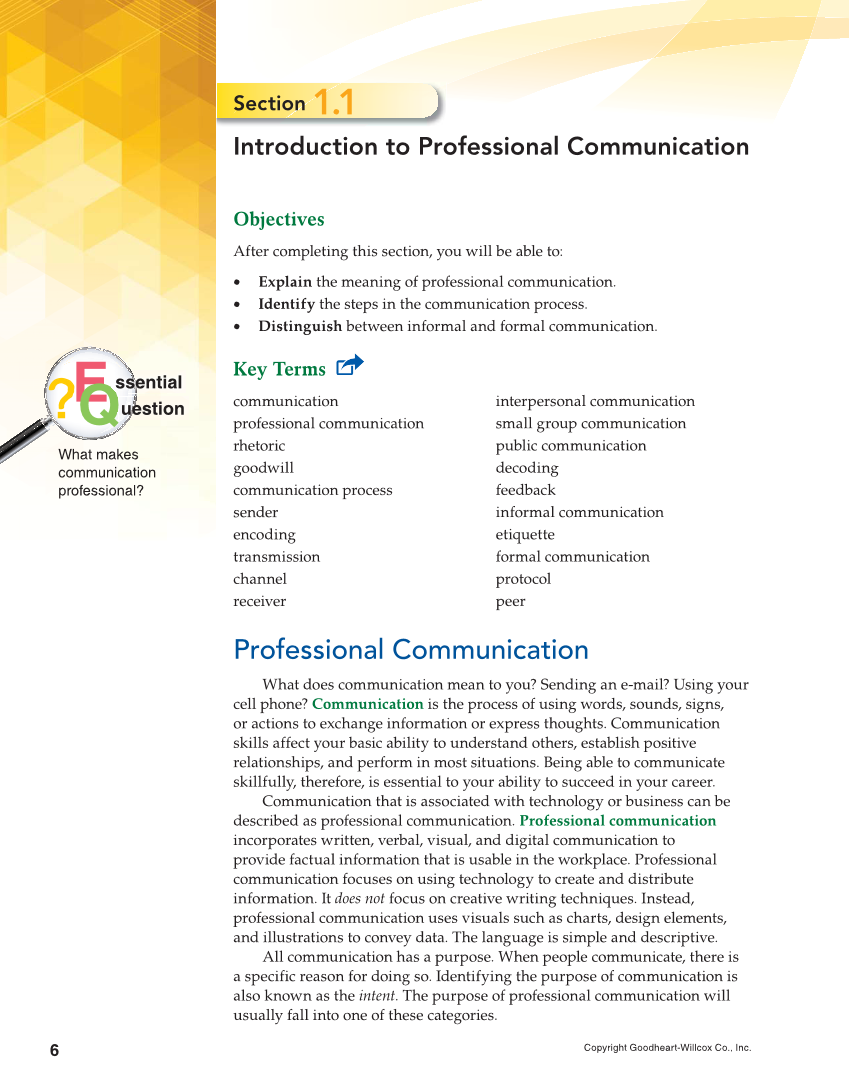 Professional Communication, 1st Edition page 6