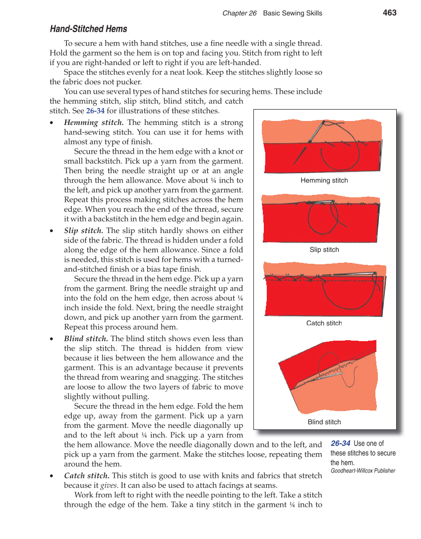 Apparel: Design, Textiles & Construction, 10th Edition page 463