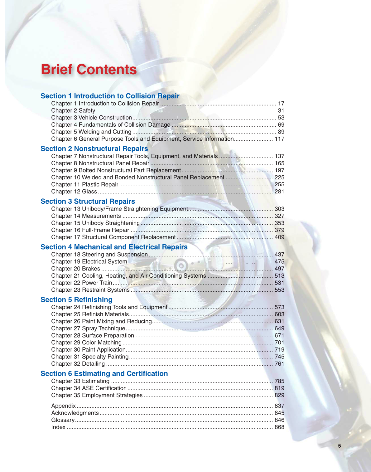 Auto Collision Repair and Refinishing, 1st Edition page 5