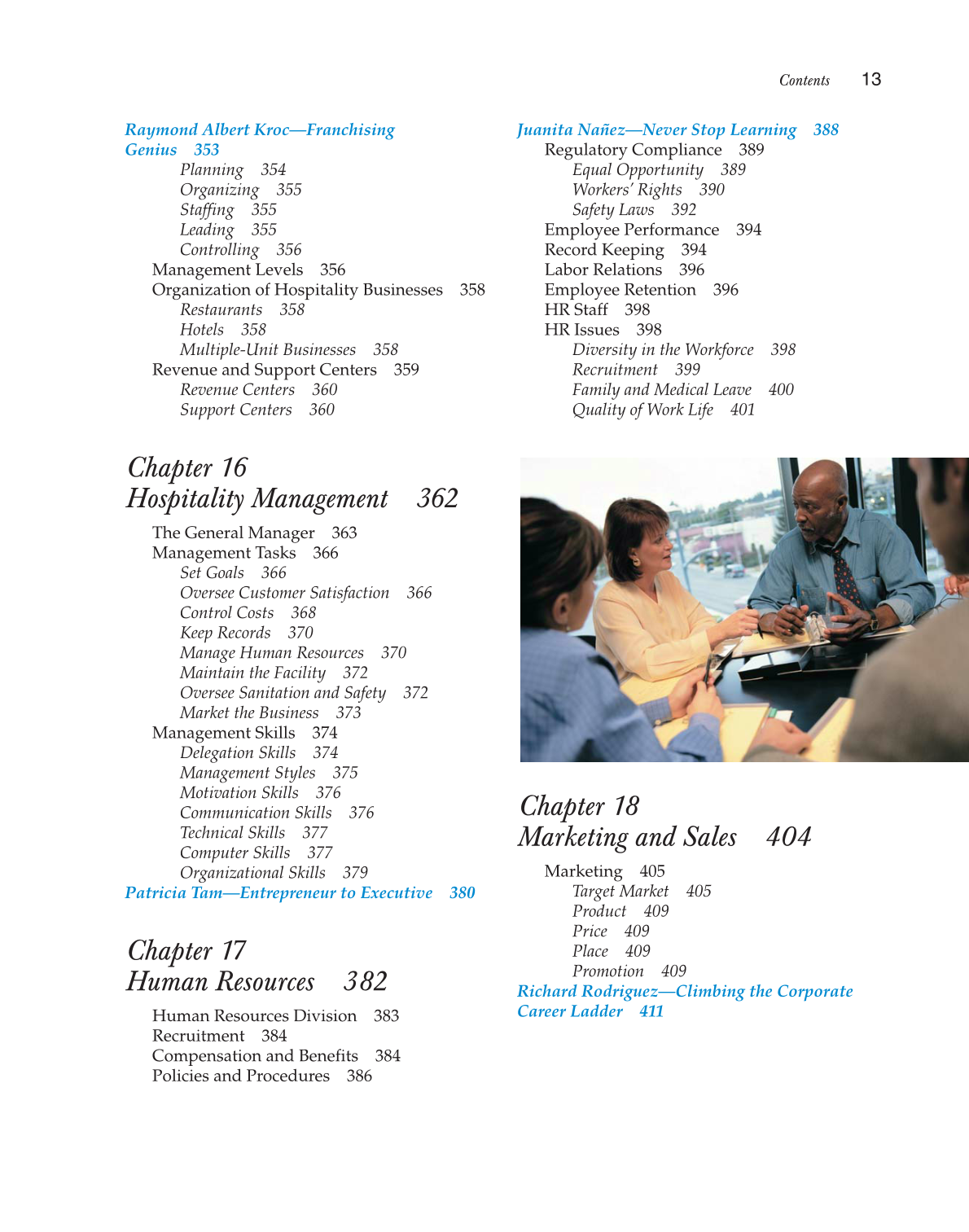 Hospitality Services: Food &amp; Lodging, 2nd Edition page 13