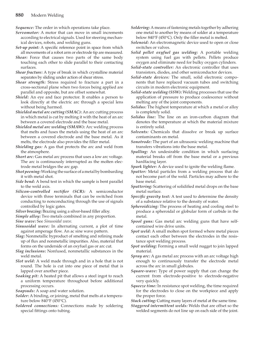 Modern Welding, 11th Edition page 880