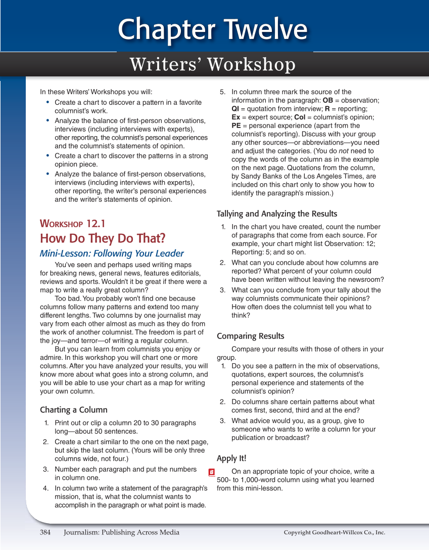 Journalism: Publishing Across Media, 1st Edition page 384
