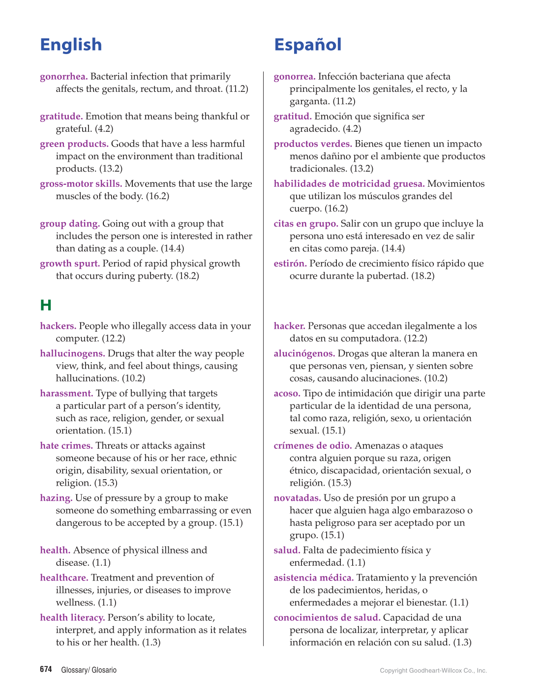 Comprehensive Health Skills for Middle School, 1st Edition page 674