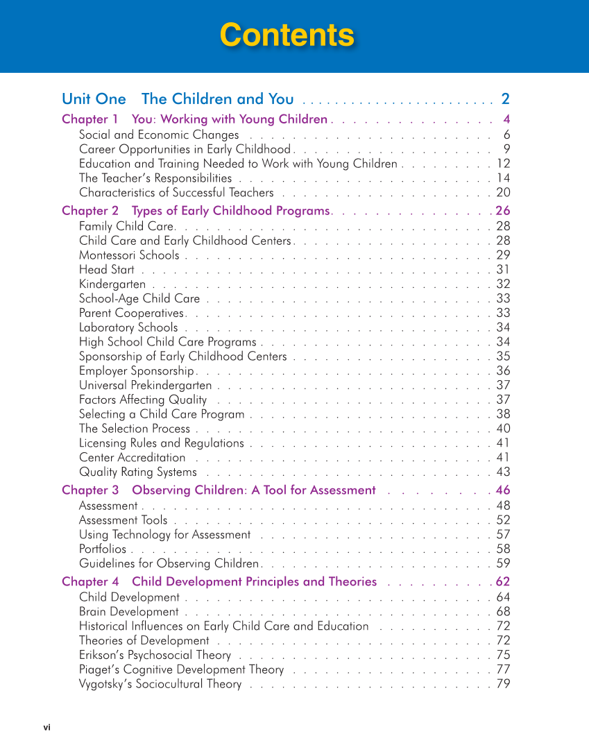 Working with Young Children, 9th Edition page vi
