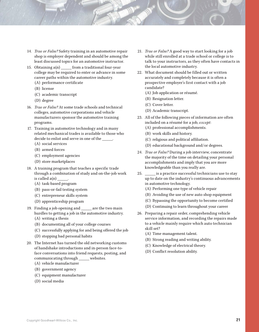 Auto Fundamentals, 12th Edition page 21
