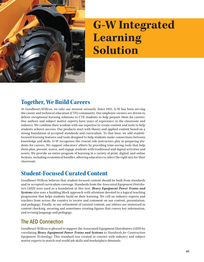 Heavy Equipment Power Trains and Systems, 1st Edition page vii