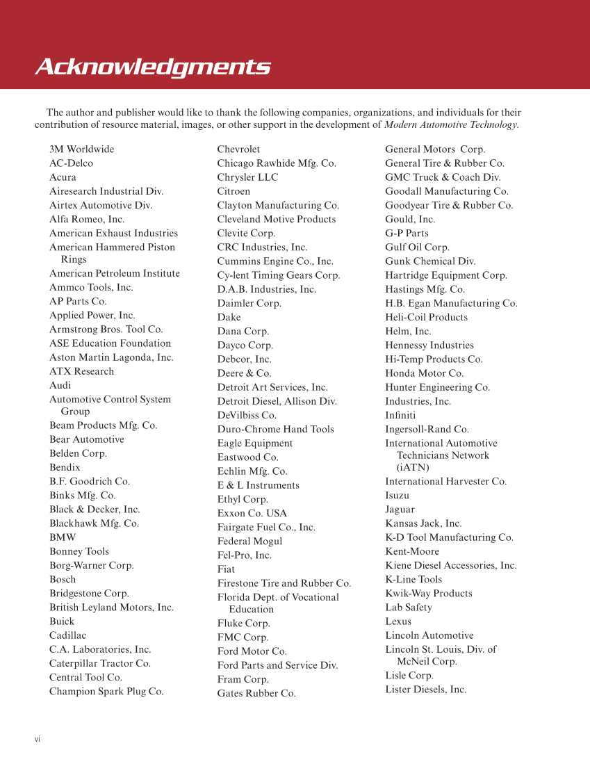 Modern Automotive Technology 10e, Textbook page vi
